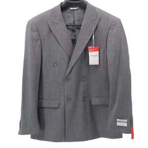 LINEAGE Men's Grey Slim Fit Double Breasted Suit Jacket Blazer R44 Andrew‎